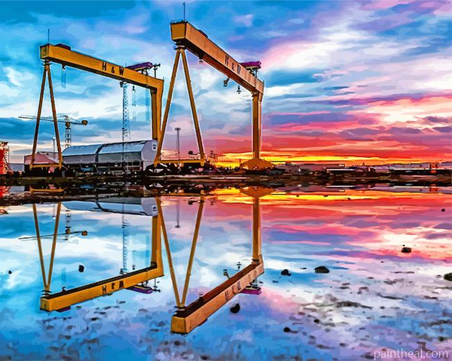 Aesthetic Two Cranes In Belfast Painting by Numbers kits.jpg