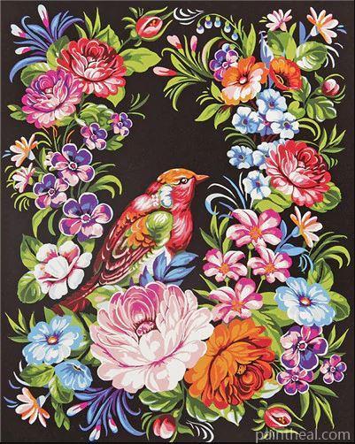 Bird and Ornate Flowers Birds Painting by Numbers kits.jpg