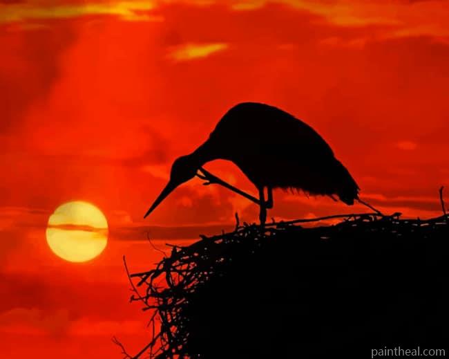 Stork Silhouette Painting By Numbers Kits