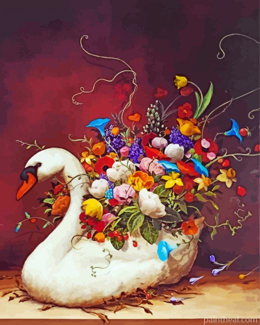 Floral Swan Bird Painting By Numbers Kits
