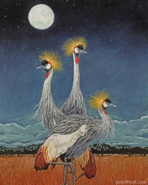 Grey Crowned Cranes Painting by Numbers kits.jpg