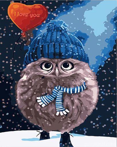 Romantic Owl in Snow Birds Painting by Numbers kits.jpg