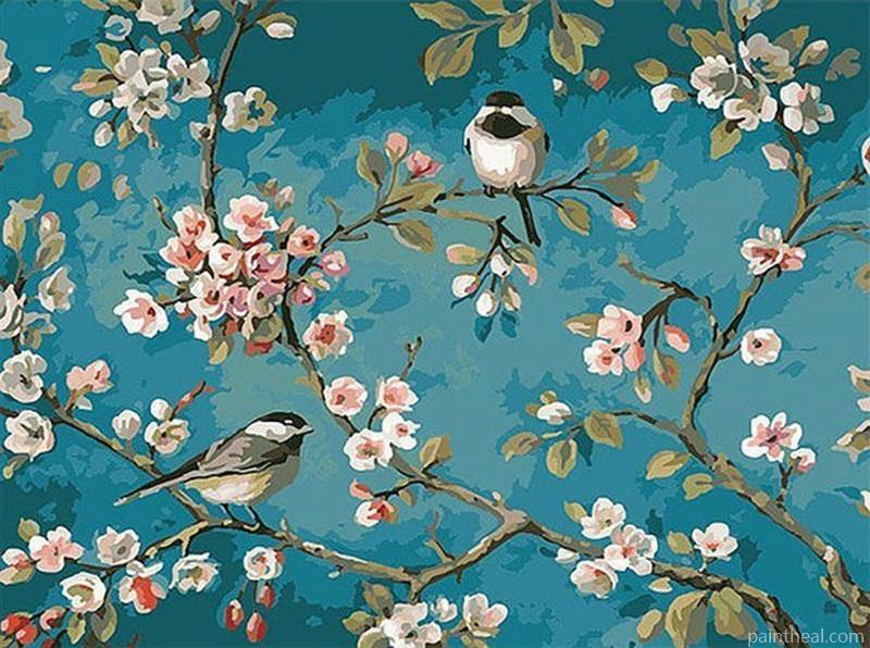 Birds And Flower Kits Drawing Flowers Painting By Numbers Kits