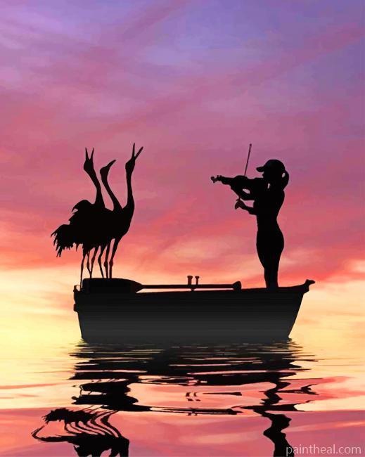 Bird And Violinist Silhouette NEW Painting By Numbers Kits