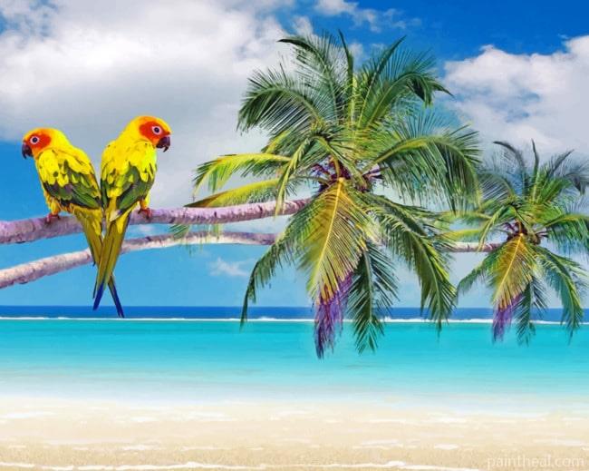 Beach Parrots Painting By Numbers Kits