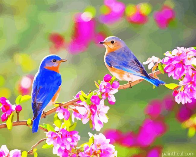 Aesthetic Blue Birds On A Branch Painting by Numbers kits.jpg