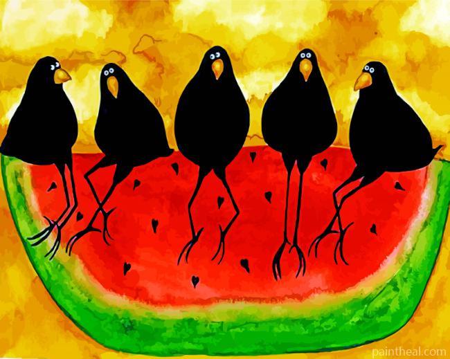 Crows On The Watermelon Painting By Numbers Kits