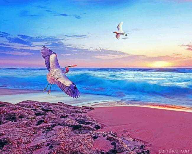 Flying Crane Birds Painting By Numbers Kits