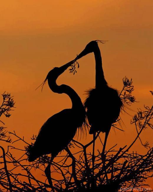 Herons Silhouette Painting By Numbers Kits