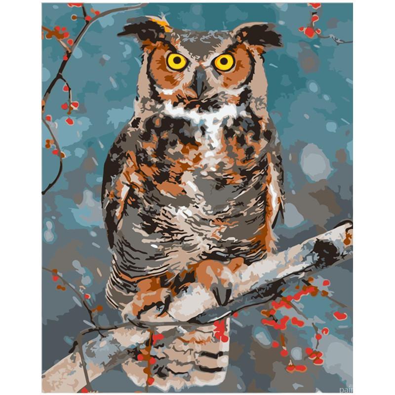 Plum Owl on a Branch Birds Painting By Numbers Kits