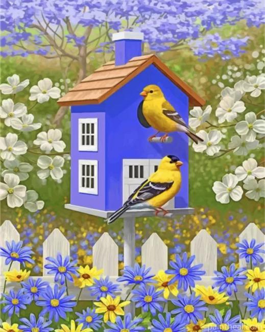 Yellow Birds In Their House Painting By Numbers Kits