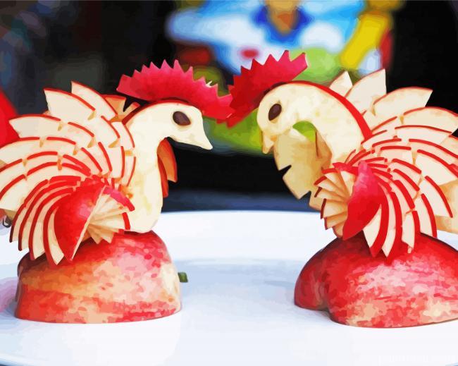 Red And Green Apples Birds Painting By Numbers Kits