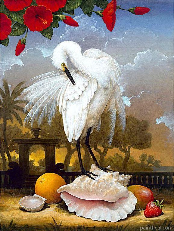 Crane Standing On Conch Painting By Numbers Kits