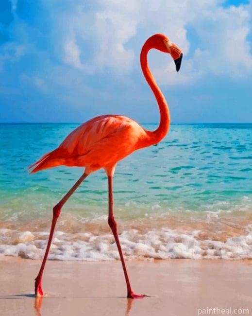 Flamingo In The Beach Painting By Numbers Kits