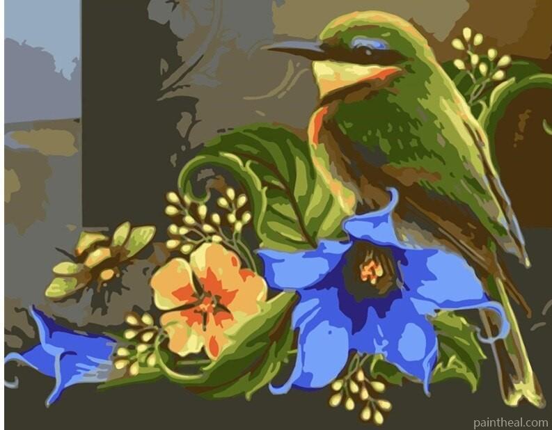 Bird On Flowers Painting By Numbers Kits