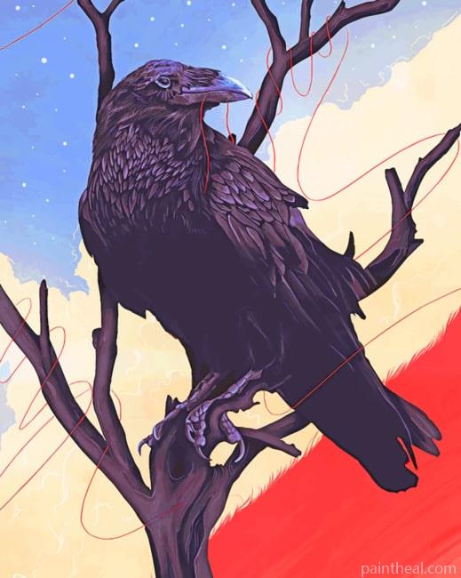 Crow On Tree Branch Painting By Numbers Kits