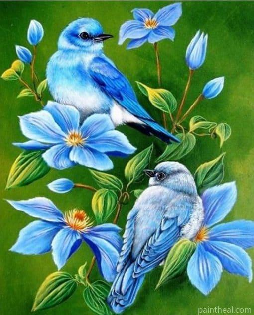 Blue Birds And Flowers Painting By Numbers Kits
