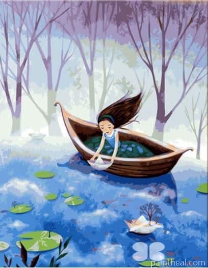 Girl In Little Boat Painting By Numbers Kits