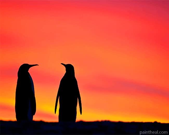 Penguins Silhouette Painting By Numbers Kits