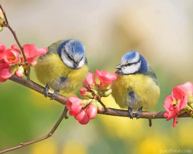 Yellow Birds On A Twig Painting By Numbers Kits