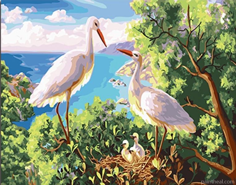 Great Egret Bird Painting By Numbers Kits