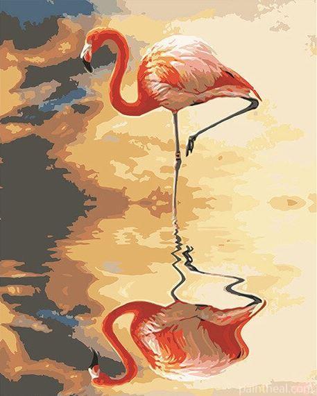 Flamingo Bird Lake Reflection Painting By Numbers Kits