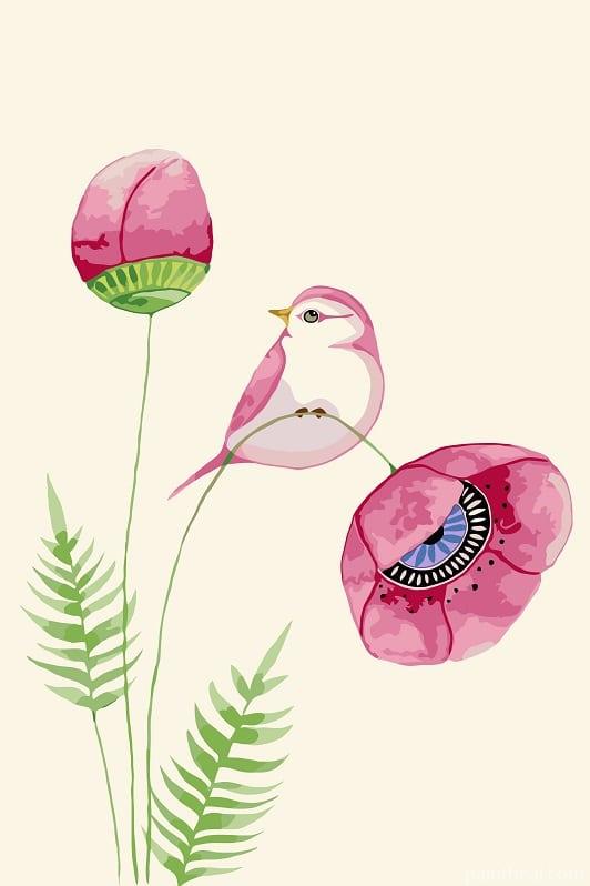 Peony Flowers And Bird Painting By Numbers Kits