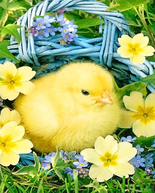 Easter Chicks In Basket Painting By Numbers Kits