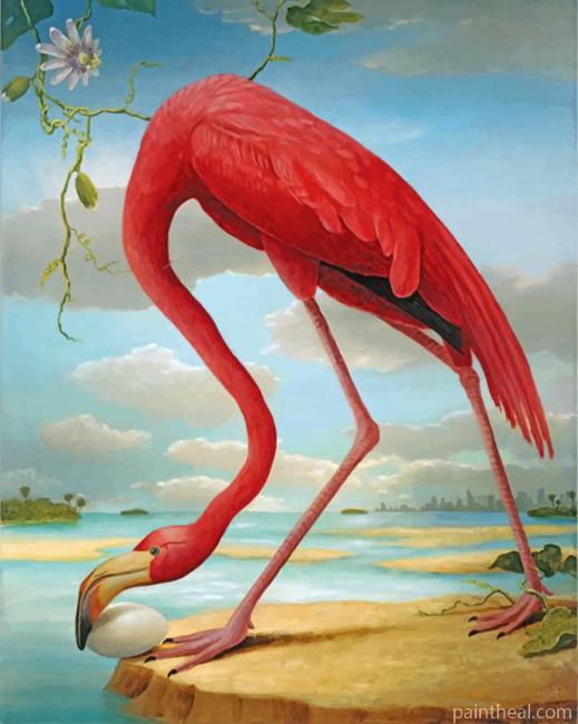 Red Flamingo Bird Painting By Numbers Kits