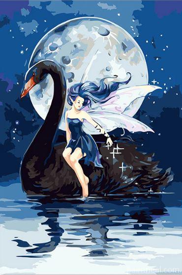 Fairy And Black Swan Painting By Numbers Kits