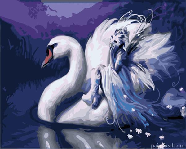 White Fairy Swan Painting By Numbers Kits
