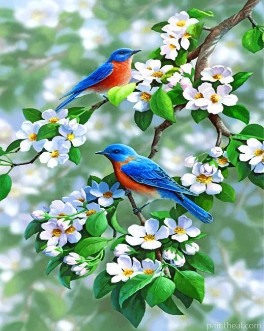 Aesthetic Blue Birds Painting By Numbers Kits