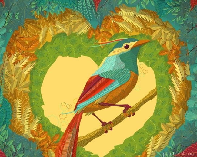 Bird And Leaves Art Painting By Numbers Kits
