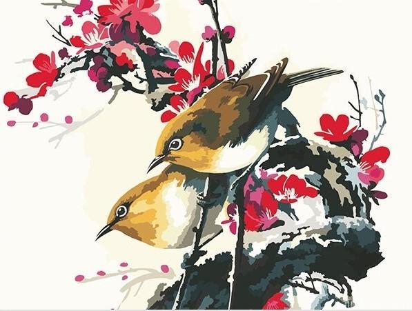 Sparrows On Branch Painting By Numbers Kits