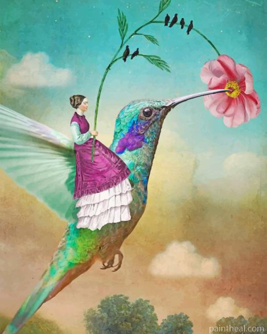 Hummingbird And Woman Painting By Numbers Kits