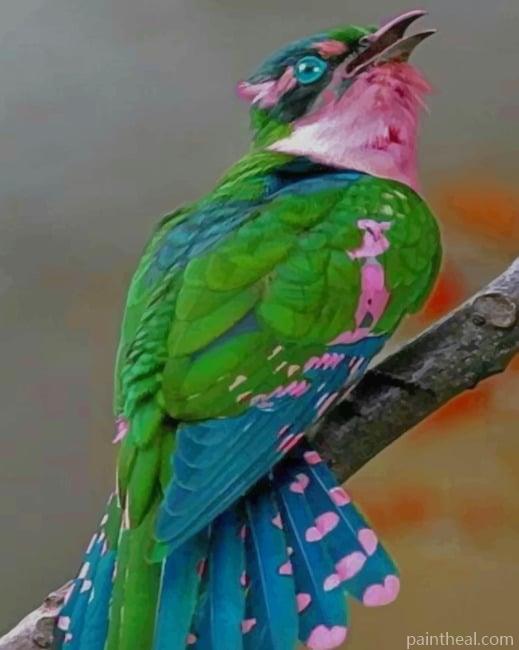 Green Pink Bird Painting By Numbers Kits