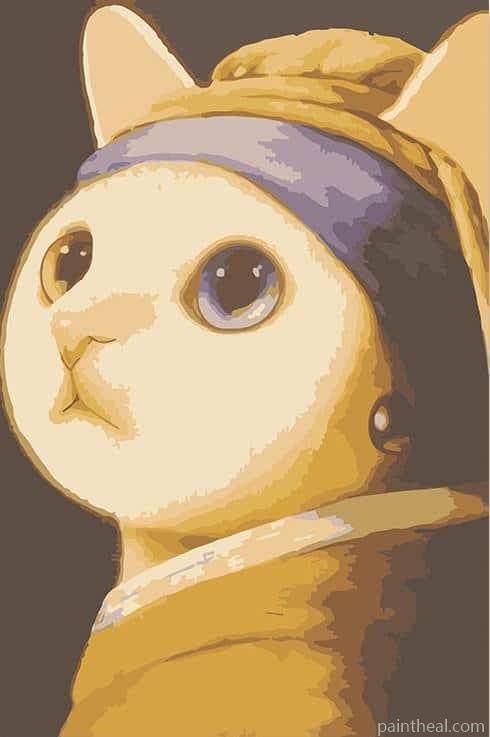 Girl With A Pearl Earring Cat Painting By Numbers Kits