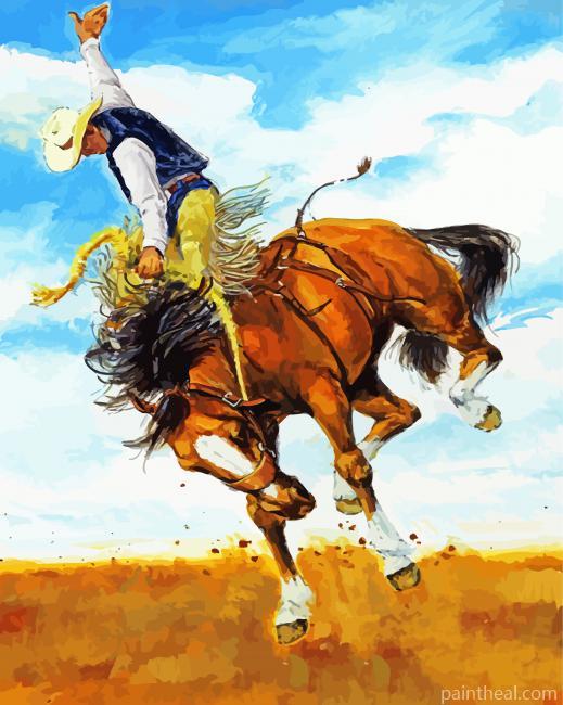 Cowboy On Bucking Horse Painting By Numbers Kits