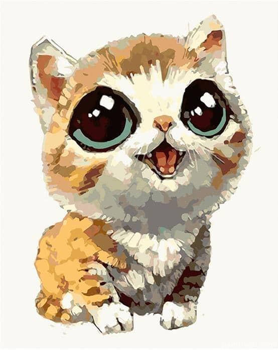 Cartoon Cat Big Eyes Painting By Numbers Kits