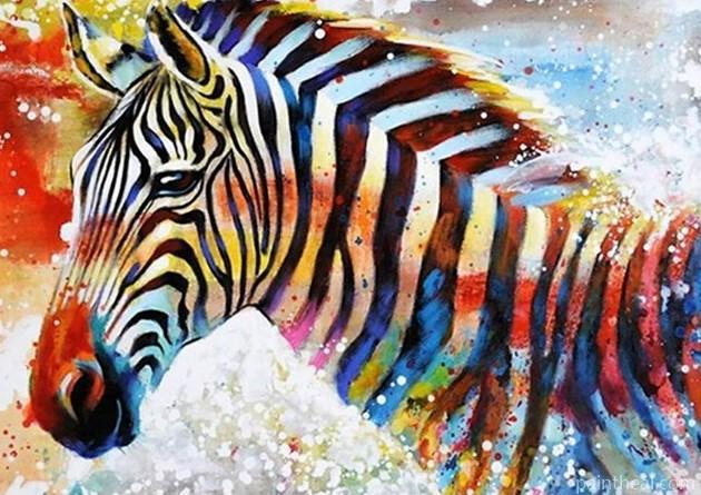 Colorful Splatter Zebra Painting By Numbers Kits