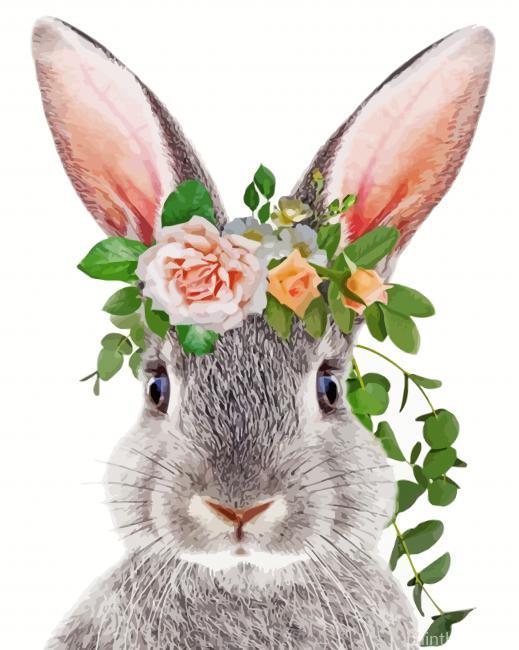 Rabbit with Flower Wreath Painting By Numbers Kits
