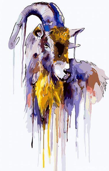 Colorful Splatter Goat Painting By Numbers Kits