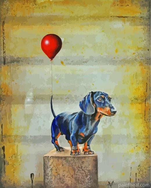 Dachshund And Balloon Painting By Numbers Kits