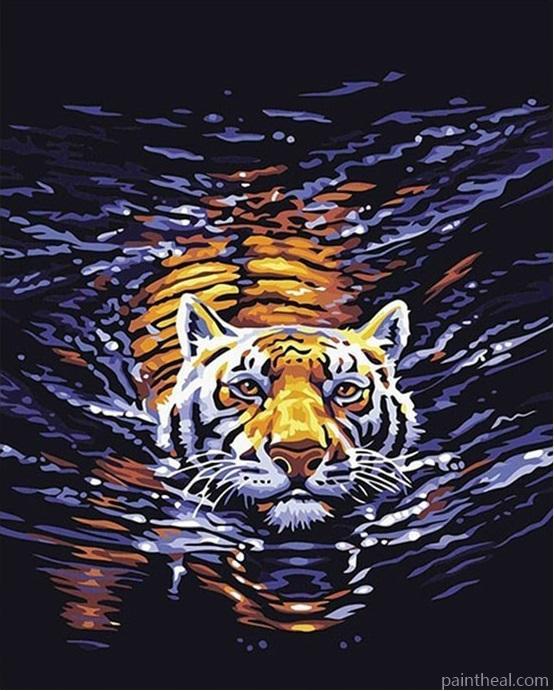 Tiger In Water Painting By Numbers Kits