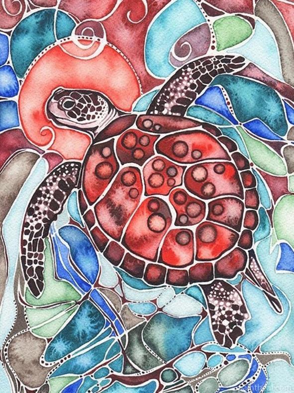 Econ Sea Turtle Painting By Numbers Kits