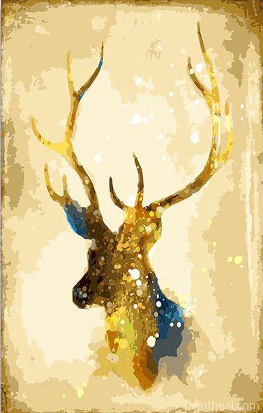 Gold Deer Painting By Numbers Kits