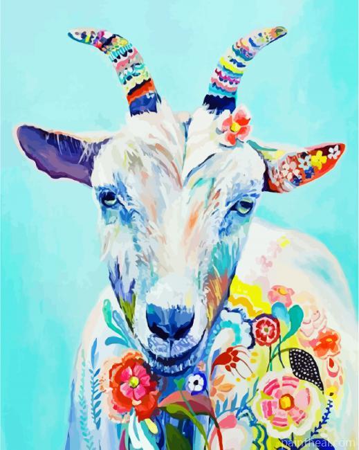 Cute Floral Goat Painting By Numbers Kits
