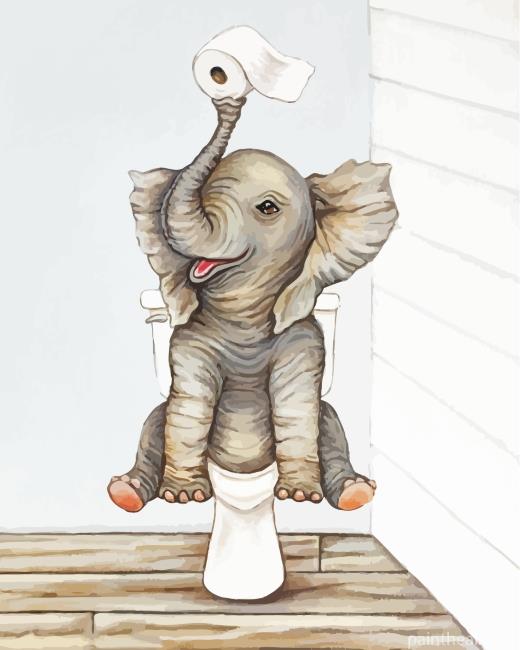 Elephant In Toilet Painting By Numbers Kits