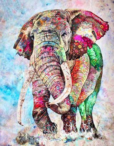 Colored Splash Elephant Painting By Numbers Kits