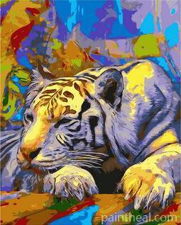 Colorful White Tiger Painting By Numbers Kits
